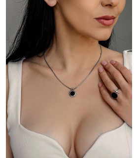 Подвеска на цепочке Круг в серебре