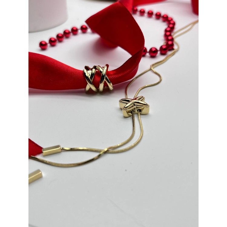 Подвеска бегунок  Икс в золоте Meduza Crystal