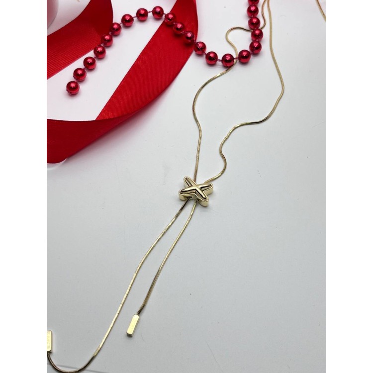 Подвеска бегунок  Икс в золоте Meduza Crystal